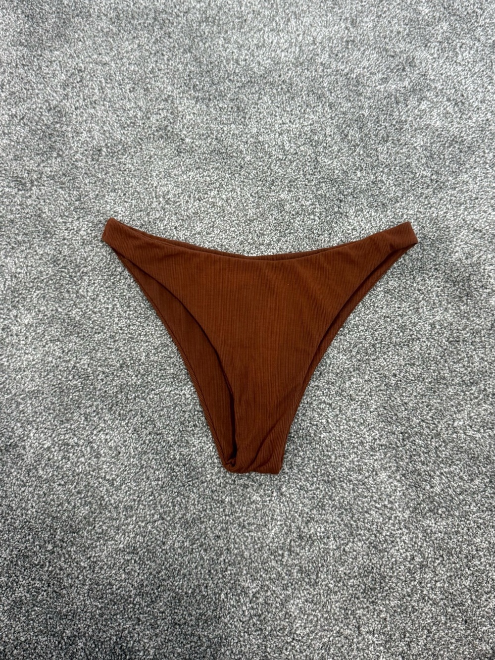 Brown Ribbed Bikini Bottom